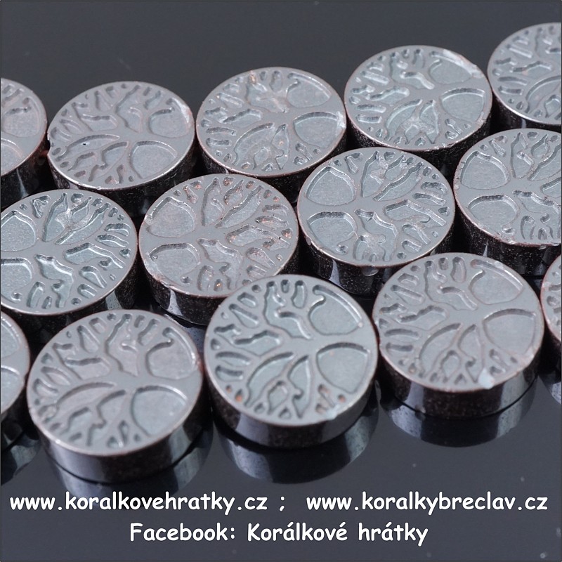 HEMATIT, fasetovaný, měděný pokov 6-7 mm, minerální korálky / balení 30 ks