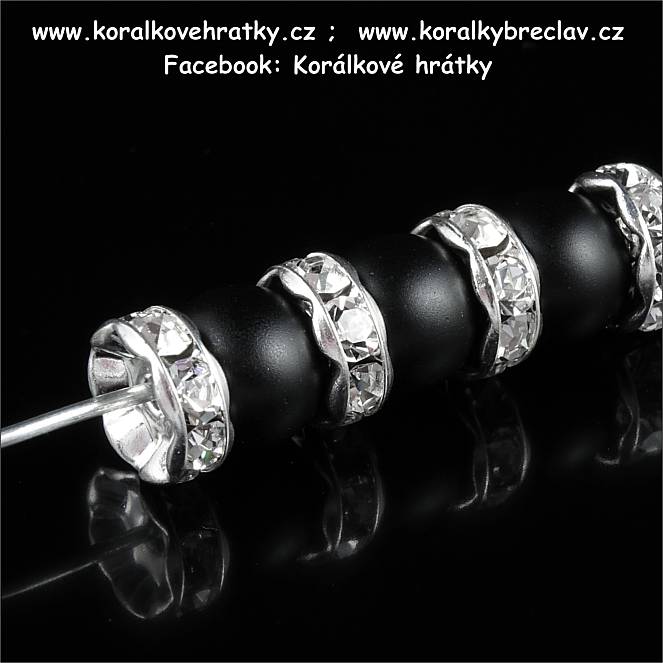 Rondelka šatonová, krystal /nerez ocel, 8 mm (balení 4 ks)