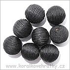 Korálky omotávané šňůrkou, černá, cca. 17mm/ balení 10 ks