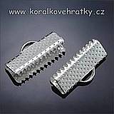 Koncovka na kůži, stužky 7x20 mm barva platina (balení 52 ks)