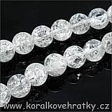 Minerální korálky, cca. 12 mm KŘIŠŤÁL práskaný / balení 8 ks