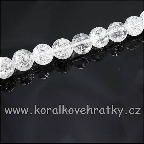 Minerální korálky, cca. 12 mm KŘIŠŤÁL práskaný / balení 8 ks 