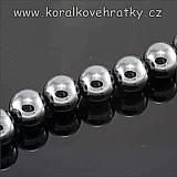 Minerální korálky, cca. 6mm, Hematit / balení 30 ks
