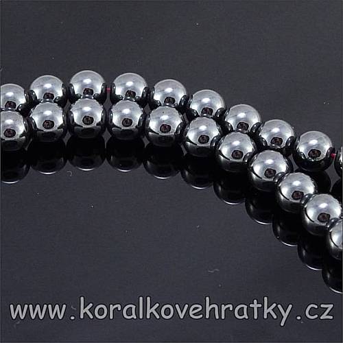 Minerální korálky, cca. 6mm, Hematit / balení 30 ks