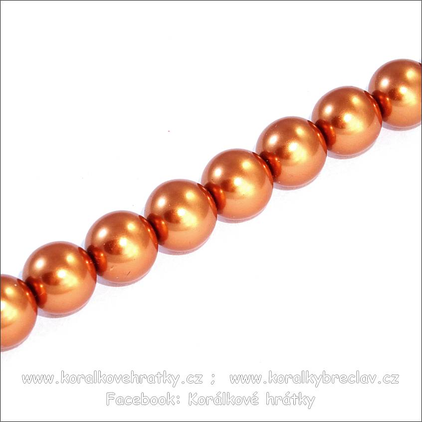 Voskové perly, 6 mm, sklo, barva zlato-rezavá lesklá/balení 737 ks 