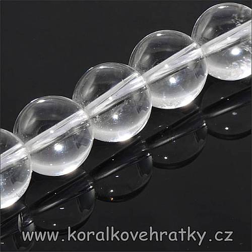 Minerální korálky, cca. 6-7 mm, křišťál čirý / balení 14 ks 