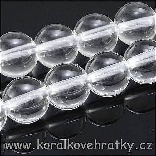 Minerální korálky, cca. 6-7 mm, křišťál čirý / balení 14 ks 