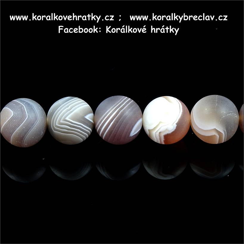 Minerální korálky, 10mm, Achát BOTSWANA matné / balení 5 ks 