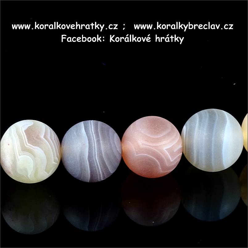 Minerální korálky, 10mm, Achát BOTSWANA matné / balení 5 ks 