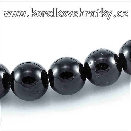 Minerální korálky, 10 mm, Onyx / balení 10 ks 