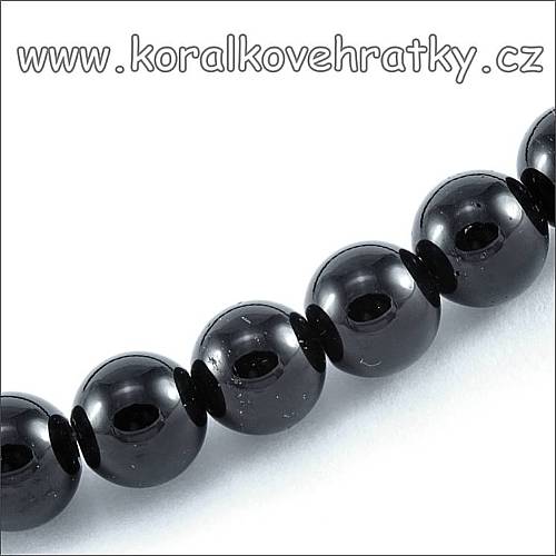 Minerální korálky, 10 mm, Onyx / balení 10 ks 