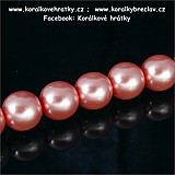 Voskové perly, 8 mm, sklo, barva st. růžová lesklá ( balení 397 ks )
