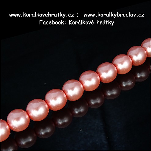 Voskové perly, 8 mm, sklo, barva st. růžová  lesklá ( balení 397 ks )