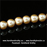Voskové perly, 8 mm, sklo, barva zlatá lesklá ( balení 185 ks )