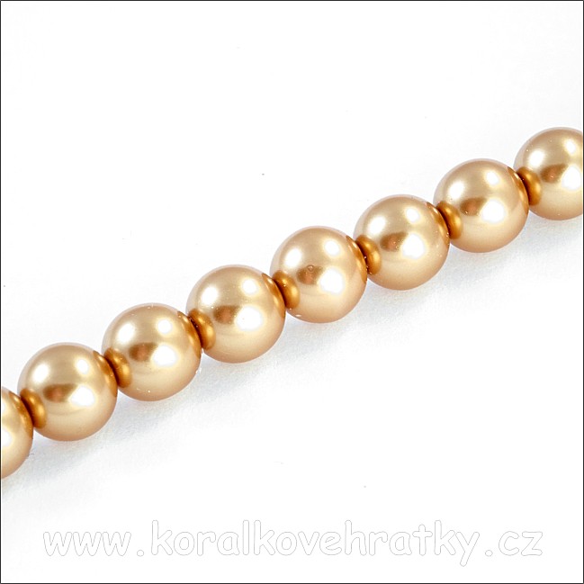 Voskové perly, 8 mm, sklo, barva zlatá lesklá ( balení 185 ks )