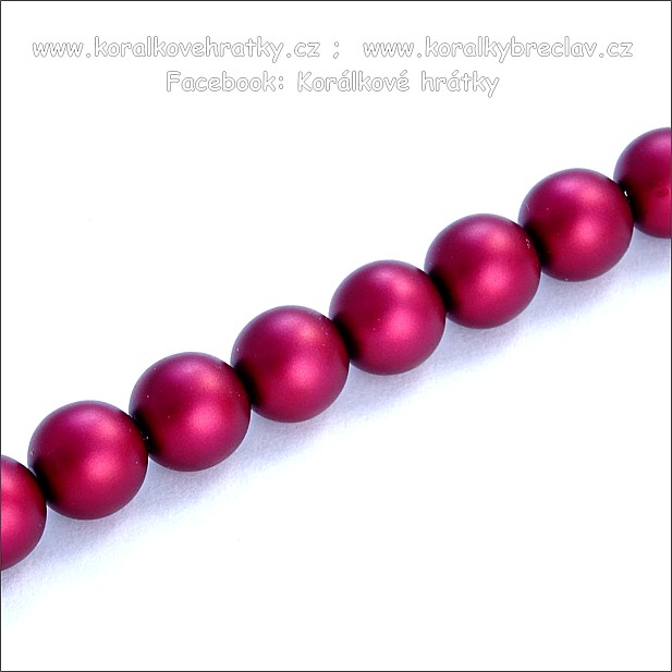 Voskové perly, 6 mm, sklo, barva červená mat ( balení 535 ks )