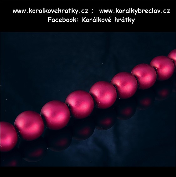 Voskové perly, 6 mm, sklo, barva červená mat ( balení 535 ks )