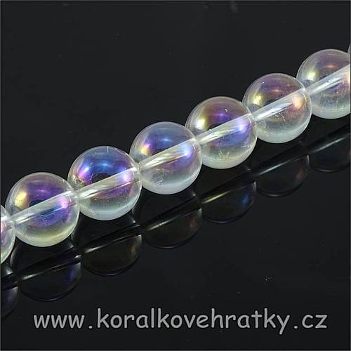 Minerální korálky, 6mm, Křišťál s povrchovou úpravou pokovením "Aqua Aura" ( balení 30 ks )