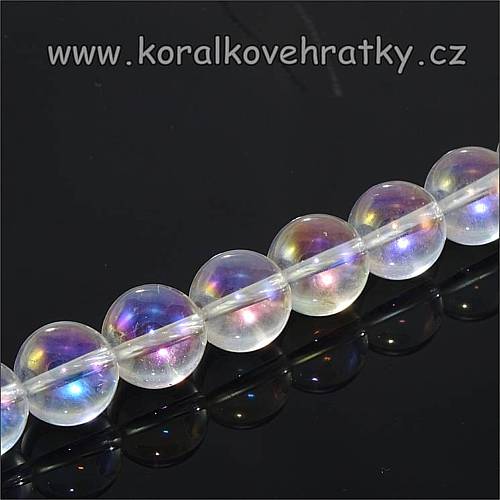 Minerální korálky, 6mm, Křišťál s povrchovou úpravou pokovením "Aqua Aura" ( balení 30 ks )