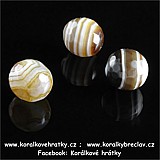 Minerální korálky, 8 mm, Achát, fasetovaný, hnědý / balení 30 ks