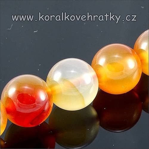 Minerální korálky, cca. 8mm, Karneol / balení 20 ks