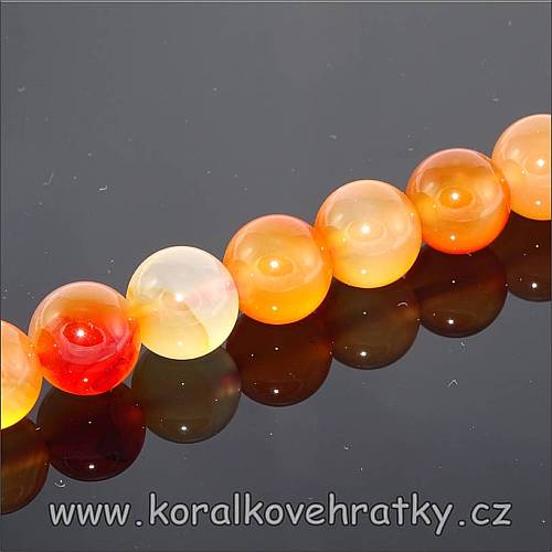Minerální korálky, cca. 8mm, Karneol / balení 20 ks