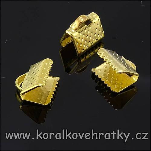 Koncovka na kůži, zakončení pro stužky, barva stříbrná/platina 5x12 mm/ balení 50 ks 