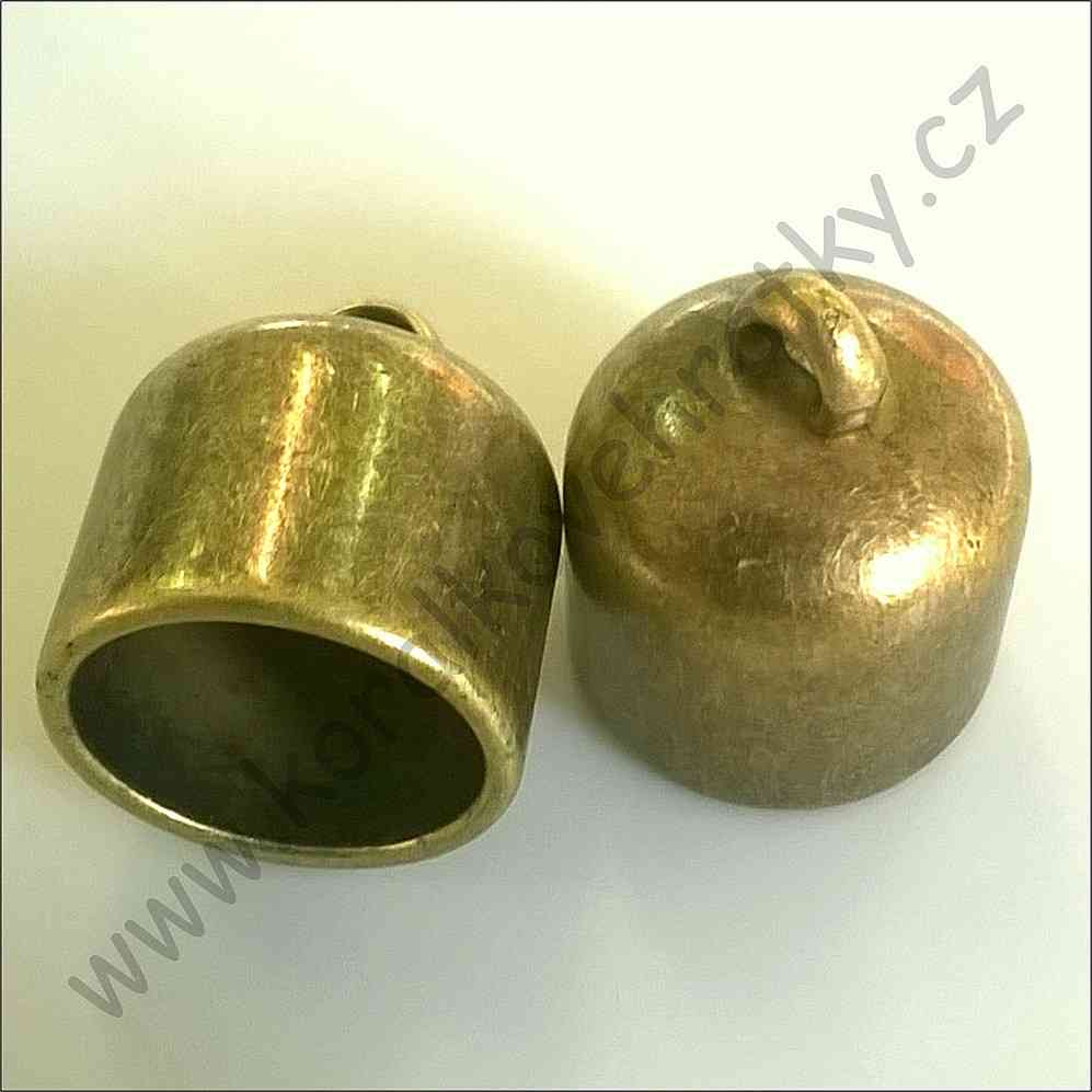 Kaplíky vlepovací, kovoplast, 19x23mm,otvor 17mm, barva mosaz / balení 12 ks