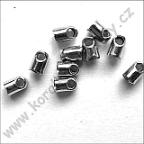 Koncovka na šňůrku hladká 3x6 mm, barva platina ( balení 100ks )