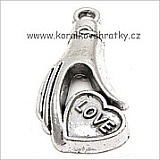 Přívěšek kovový ruka se srdcem 13x26mm / balení 2 ks