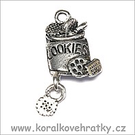 Přívěšek kov, cookies 27x12mm, (balení 11 ks)