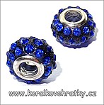 Velkodírový korálek, se šatonky, tm. modrá, cca. 9x14mm/ balení 2 ks