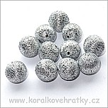 Korálky omotávané šňůrkou, barva stříbrná, cca. 15mm/ balení 5 ks