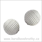 Korálky omotávané šňůrkou, pruh bílá, cca. 14mm (balení 8ks)