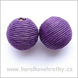 Korálky omotávané šňůrkou, pruh fialová, cca. 20mm /balení 4 ks