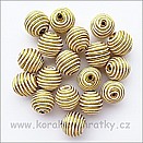 Korálky omotávané šňůrkou, pruh bílá-zlatá, cca. 18 mm/ balení 5 ks