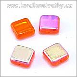 Korálek skleněný čtverec 8x8x3mm oranžová AB ( balení 176 ks )