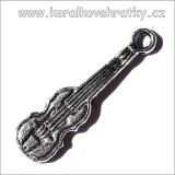 Přívěšek kovový housle 22x6mm, barva platina (balení 20ks)