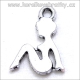 Přívěšek kovový sedící žena 15x11mm, barva platina (balení 15ks)