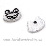 Přívěšek hlava žáby, kov, barva platina, 10x7,5mm (balení 20 ks)