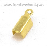 Koncovka na kůži, zakončení pro stužky, barva zlata , 5x12mm (balení 90ks)
