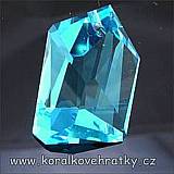Broušené sklo, nepravidelný kámen, cca.30x19x12mm, barva tyrkysu, český výrobce