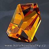 Broušené sklo, nepravidelný kámen, cca. 30x19x12mm, barva topazu, český výrobce