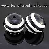 Korálek plastový černobílý 16 mm, balení 20 ks