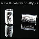 Korálek, kov, váleček, 6x3mm, barva platina (balení 30ks)