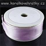 Stuha taftová 25mm s drátky, cívka cca. 21 m sv. fialová