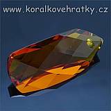 Ovál, sklo, cca. 28x13x7mm, broušený, barva topaz , český výrobce
