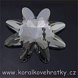 Kytka, sklo, 39x8mm, broušená, barva hematit, český výrobce (sh,h)