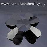 Čtyřlístek, sklo, 40x40x9mm, broušený, barva černá, český výrobce