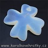 Čtyřlístek, sklo, 40x40x9mm, broušený, barva opalit, český výrobce